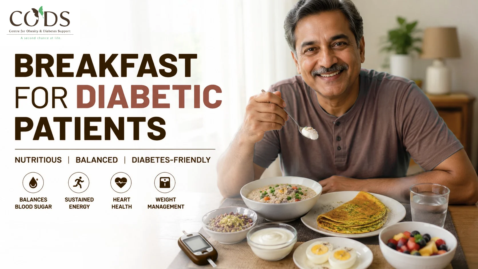 Healthy breakfast for diabetic patients with Indian diabetes-friendly foods