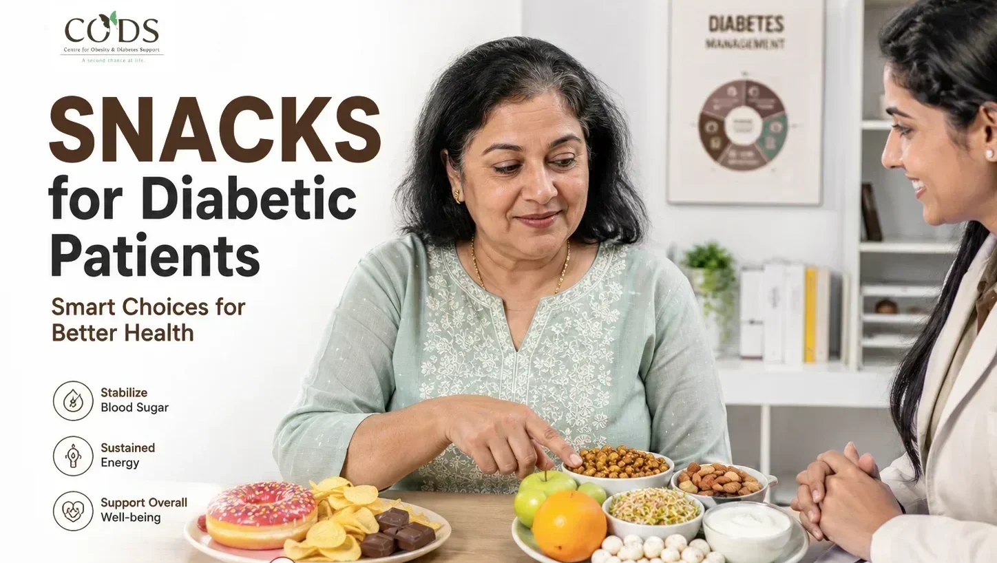 Indian diabetic patient choosing healthy snacks for blood sugar control